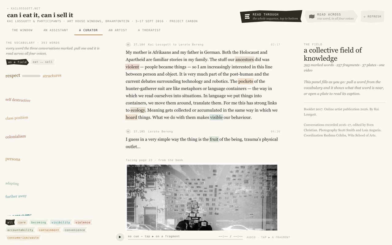 A conversation, with the book’s facing page