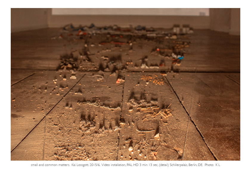 small and common matters. Kai Lossgott. 2015/6. Detail of installation view at Schillerpalais, Berlin, DE. Photo: KL